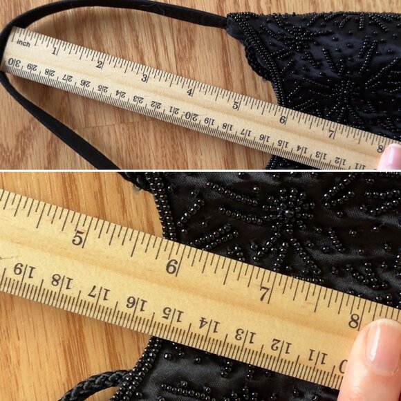 Small Vintage Black Beaded Satin Purse Evening Bag Item 17806 RN 15099 Pre 2006 - Picture 7 of 11